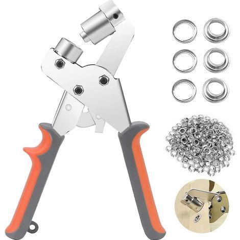 Ösenzange, professionelles Ösenstanzset mit 100 Metallösen (10 mm Innendurchmesser) für Leder, Stoff, Planen, PVC-Vorhänge. (1/5)