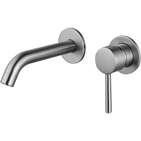 FugaFlow Eccelente Sobrado Robinet lavabo encastrable 2 trous avec partie encastrable Inox brossé (1/4)