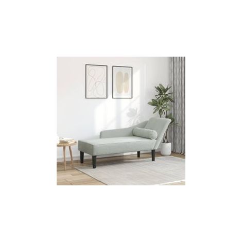Chaise longue avec coussins gris clair velours (1/5)