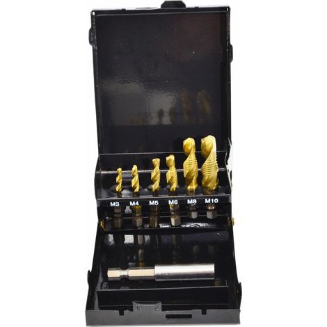 Awtools Juego de brocas 7 piezas con revestimiento de titanio amarillo