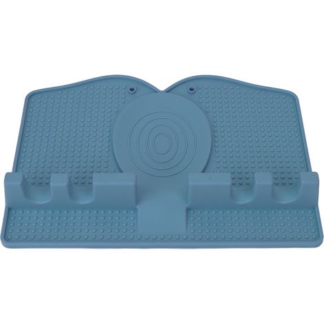 Support de Cuillère en Silicone Anti-dérapant Résistant à la Chaleur avec Plateau de Récupération pour Cuisine, Bleu Foncé (1/5)