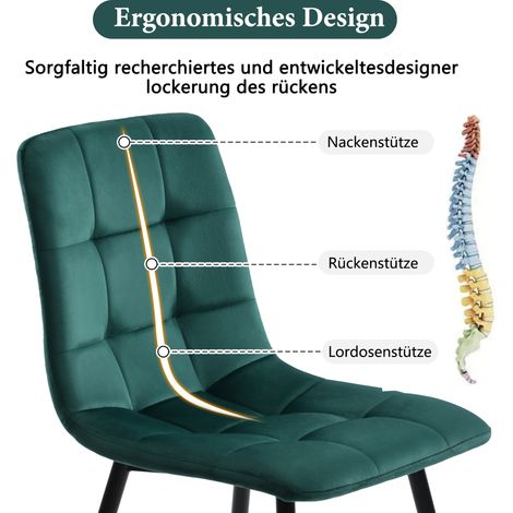 Table rectangulaire 117cm avec 4 chaises, ensemble table à manger moderne, chaises de salle à manger velours vert foncé, pieds noirs, mobilier cuisine (1/5)