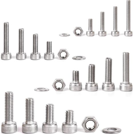 EASYCOMFORT Kit 520PCS Vis Bouton Hexagonal M3 M4 M5 M6 Acier Inoxydable avec Écrou (1/5)