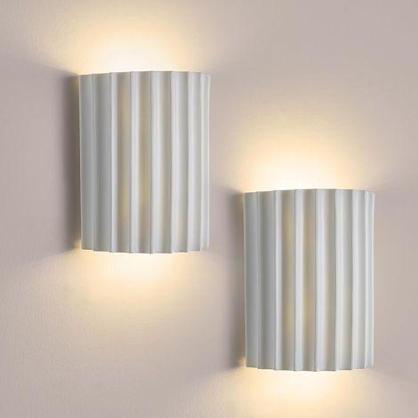 Moderne LED-Wandleuchte aus weißem Kunstharz, 2 verkabelte Wandleuchten für den Innenbereich, geeignet für Wohnzimmer, Schlafzimmer und Nachttisch.