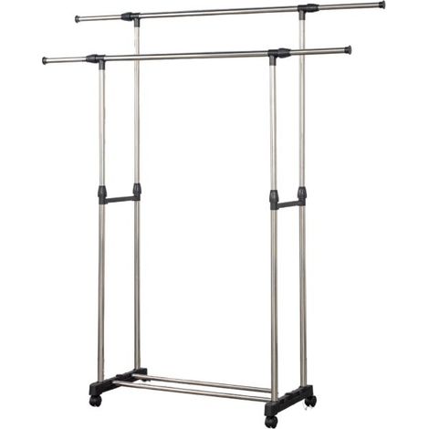 Portant à vêtements double réglable avec roulettes Herzberg HG03251 (1/5)