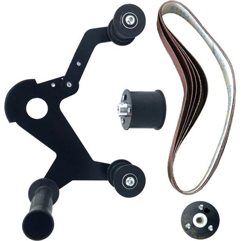 Kit de Ponceuse à Bande Portable Noir Polissage Uniforme Haute Performance, Matériau Fer et Caoutchouc, pour Ponçage et Polissage de Tubes (1/5)