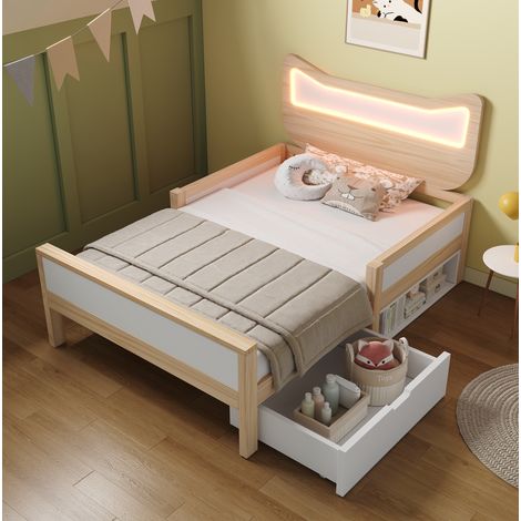Bett Kinderbett Stauraum 90x190 Holz LED OKMYHOME (1/5)