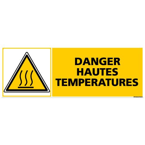 Panneau DANGER HAUTES TEMPERATURES (C0365) - Adhésif - 210 x 75 mm