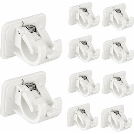 Lot De 8 Crochets Support De Tringle à Rideau Auto-AdhéSif, Pas De Supports De Crochet De Draperie De Forage, Support De Tige De Fixation, Pour Serviettes, Rideaux, Manteaux (1/5)