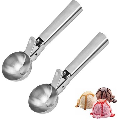Lot de 2 cuillères à crème glacée avec déclencheur (1/5)