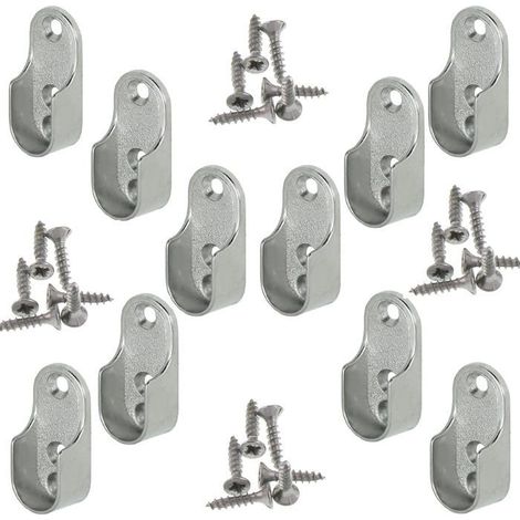 BelleRise - Rail Suspension Meuble Ovale OVA 10 Pièces - Support de tube d'armoire penderie pour barre ovale Tringle Cintre Fixation (1/3)