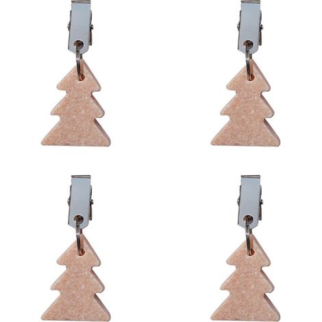 Juego de 4 pinzas para mantel con forma de árbol de Navidad con efecto mármol para sujetar los soportes del mantel. (1/4)