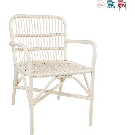 Poltroncina in rattan per interni esterni stile provenzale Delicieux - Bianco