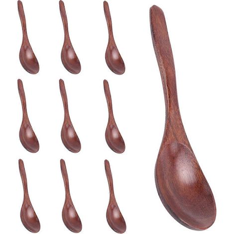 Cuillères en bois, lot de 10 cuillères à soupe en bois, - 18,5 cm (1/5)