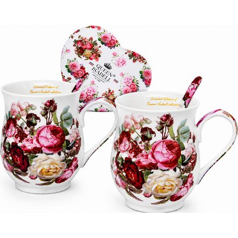 Porzellantassen-Set, 2 x 350 ml, als Geschenkidee, klassische Rose Queen Isabell (1/5)