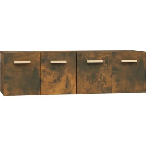 Set di 2 pratici pensili da parete 60 x 36,5 x 35 cm design elegante portaoggetti in legno ingegnerizzato rovere fumo 020055209