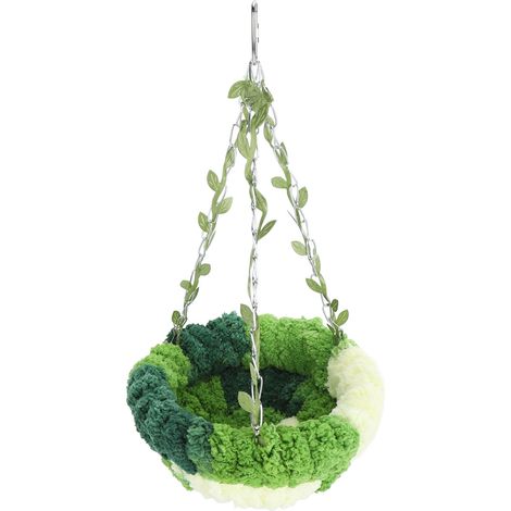 Hamac pour perroquet, lit confortable en polaire corail douce, nid suspendu pour oiseau en cage, grand hamac vert (17 x 32 cm / 6,69 x 12,60 po) (1/5)