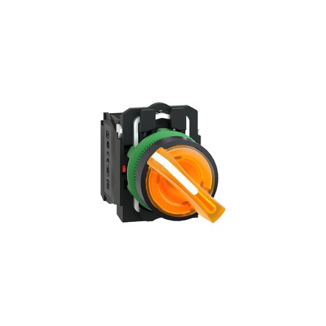 Selettore luminoso arancione Ø22 - 2 pos. - 230Vac - 1NO+1NC- LED universale - XB5AK125M5