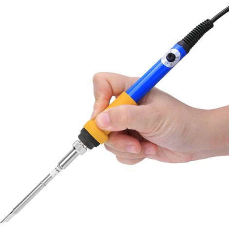 Fer à souder électrique à température réglable, chauffage rapide, kits de bricolage 200-400℃ DC12-24V (bleu jaune) (1/5)