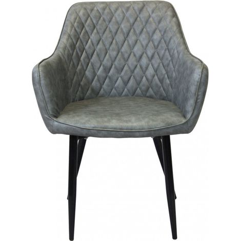 Sedia poltrona da interno con struttura in metallo e seduta larga imbottita rivestita in ecopelle Chair XL - Grey (1/5)