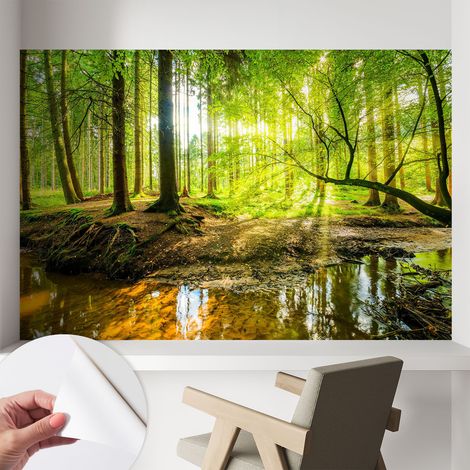 Tapete Selbstklebend - abwaschbar - trendige Wanddeko - elegant Fototapete Grüne Landschaft 104x70 cm (1/5)
