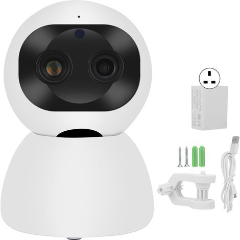 Caméra de surveillance PTZ WiFi 1080P, double objectif, détection de mouvement, audio bidirectionnel, vision nocturne infrarouge, sécurité CCTV, prise UK 100‑240V (1/5)