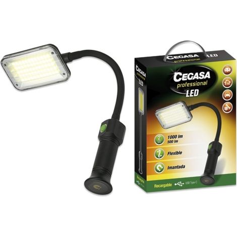 Cegasa professionelle flexible Taschenlampe led bis zu 1000lm -- Autonomie bis zu 4h - wiederaufladbare Batterie 2000mah usb-c -- Farbe schwarz