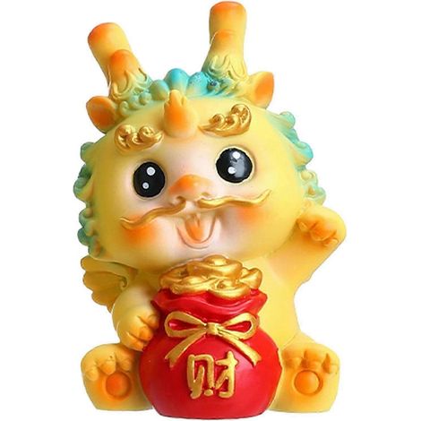 Figurine de dragon pour le Nouvel An chinois, sculpture ornementale Feng Shui créative pour le festival du printemps, à accrocher au tableau de bord ou à la porte d'une voiture.-Style C (1/5)