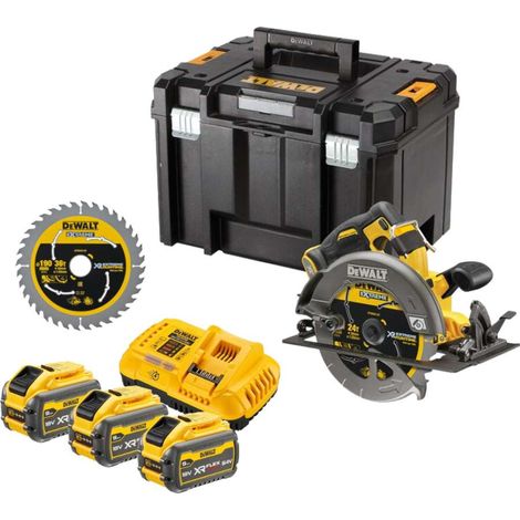 DeWALT - 54V AKU Kreissäge 190 mm, mit Zubehör, 3x Akku 9,0 Ah Li-Ion, Ladegerät DCS578NTA (1/5)