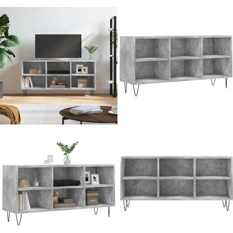 Meuble TV gris béton 103,5x30x50 cm bois d'ingénierie - Meubles Tv - Meuble Tv - Buffet Tv - Banc Tv - Rangement Tv - Home & Living