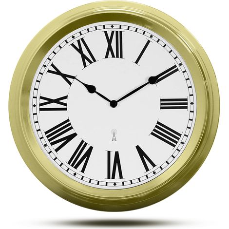 FISHTEC - Horloge Murale Radiopilotée Ø 25 cm - Vintage Silencieuse (1/5)