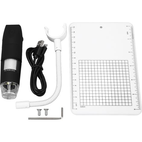 Microscope numérique HD 1080P 2MP WiFi 50-1000X, objectif noir givré, 8 LED réglables, grossissement 1920x1080, instrument d'observation professionnel (1/5)