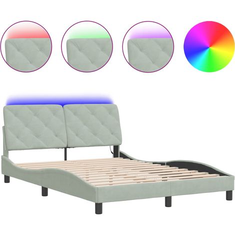 Maison Exclusive - Giroletto con LED senza Materasso Grigio Chiaro 140x190 cm in Velluto (1/5)