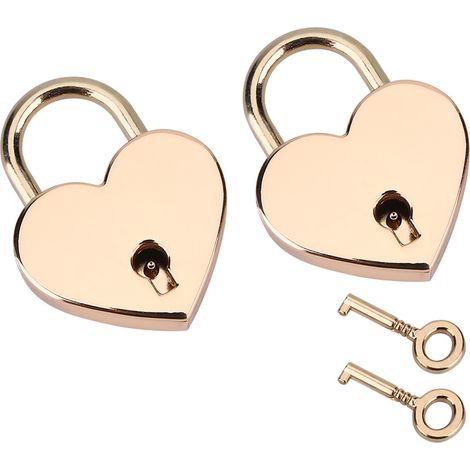 Deux jeux de cadenas en forme de cœur et de serrures métalliques en forme de crâne, adaptés aux valises, agendas et boîtes à bijoux. (1/5)