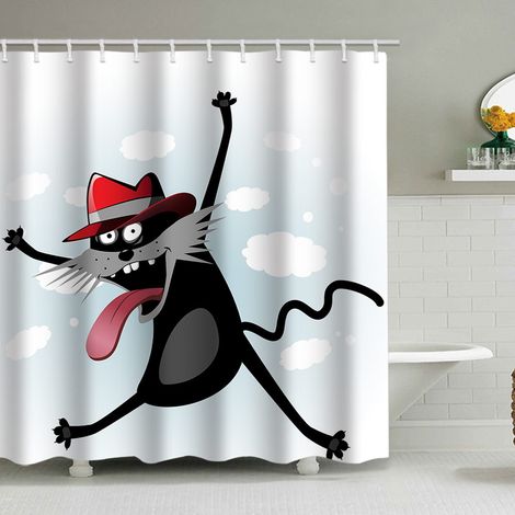 180 x 180 cm Duschvorhang mit lustigem Tiermuster, wasserdicht, inklusive 12 Haken, geeignet für Erwachsene und Kinder, Badezimmerdekorationsaccessoire.