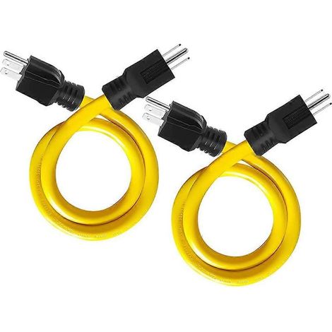 Rallonge électrique de 60 cm (2 pi) avec deux prises mâles à 3 broches, 12 AWG, 125 V, NEMA (1/5)