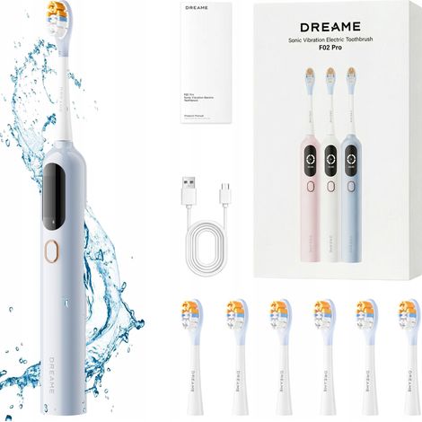 Cepillo de dientes s贸nico Dreame F02 Pro con temporizador, bater铆a de 300 d铆as y 6 cabezales.