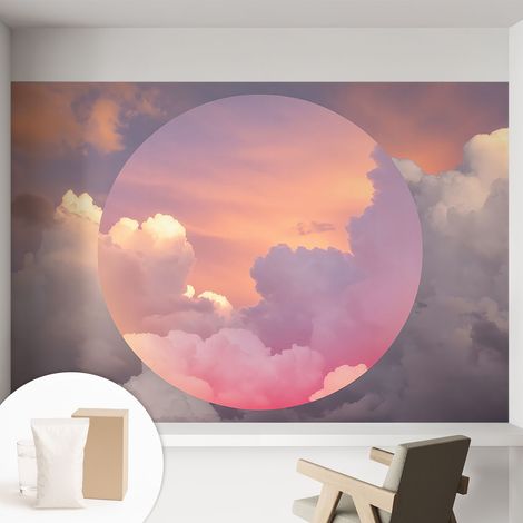 Papier peint intissé décoratif avec colle pour salon chambre et bureau Installation rapide Nuages éthérés 152x104 cm (1/5)