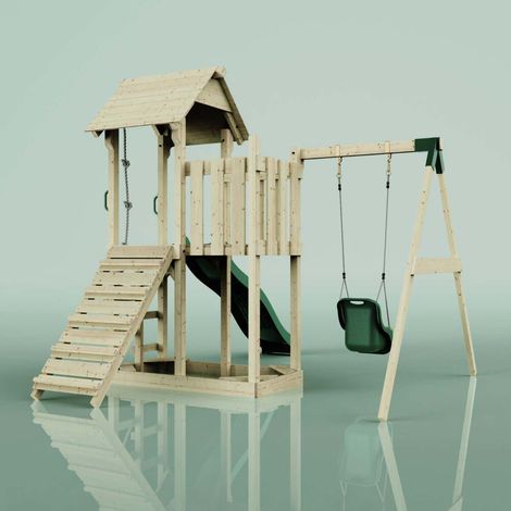 PolarPlay Spielturm Bergen aus Holz in GrünBabyschaukel