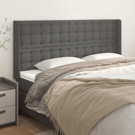 vidaXL Cabecero con orejas cuero sintético gris 163x16x118/128cm (1/5)