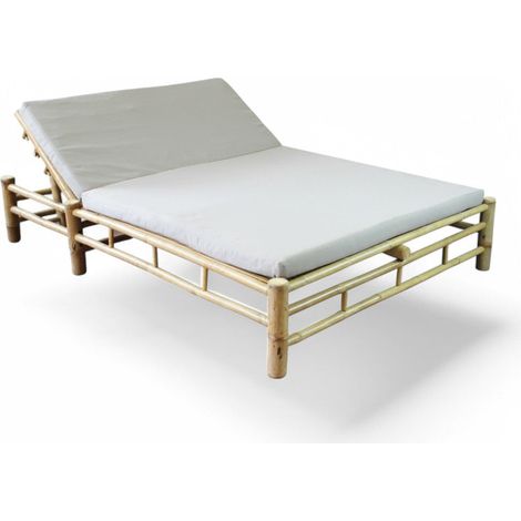 Letto prendisole matrimoniale in legno bamboo con cuscini 210x150xH36 cm Affinity (1/4)