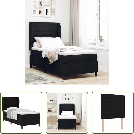 Matelas réglable - Lit à ressorts avec matelas Noir 80 x 200 cm tissu (1/5)