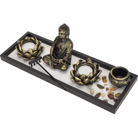 Tableau de sable zen bouddhiste, porte-bougie artisanal créatif, décoration de bureau, ornement de méditation, lot de 2 pièces, style japonais. (1/5)