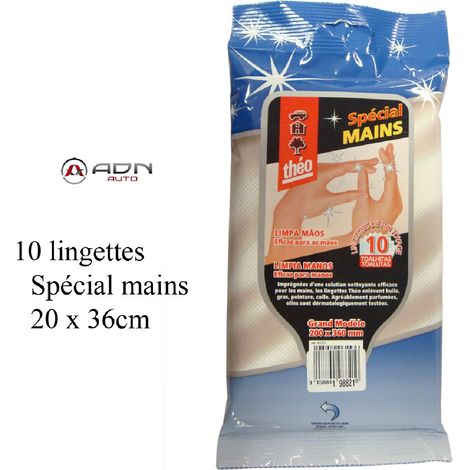 10 Lingettes nettoyantes pour mains - Parfumees - 20 x 36cm - Theo
