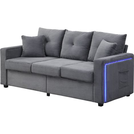 [5-Kissen-Supreme-Set] Ensemble moderne de canapé LED avec sensation d’assise nuageuse: canapé 3 places + ottoman amovible surdimensionné, mobilier de salon modulaire en L très résistant (1/5)