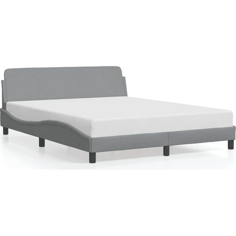 Lit double Lit adulte Cadre de lit Dover gris clair 160x200 cm tissu (1/5)