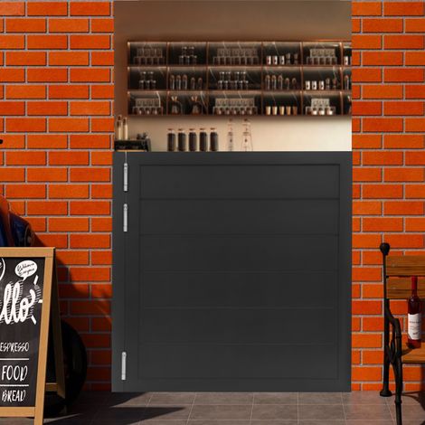 Kiefernholztür für das Wohnzimmer und Café, Scharniere inklusive schwarze Kiefernholz-Schwingtür 35,4 x 35,4 Zoll, als Eingangstrennwand für Geschäfte (1/5)