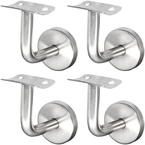 Memkey – Support de main courante en inox 304 – Lot de 4 supports muraux pour rampes bois – Installation rapide avec vis intégrées – Argent (1/4)