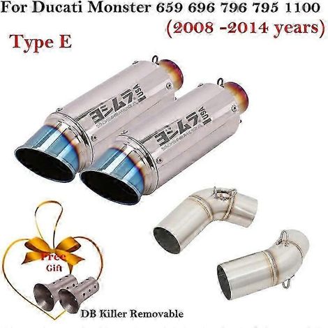 Silenciador De Fibra De Carbono Para Motocicleta, Tubo De Enlace De Escape Para Ducati Monster 659, 696, 795, 1100, Hypermotard 796, 2008-2014, Db Kil( Type E)