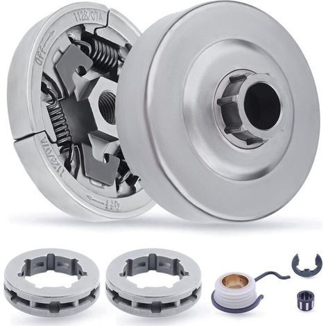 Kit de Pignon et Embrayage pour Tronconneuse STIHL MS441 MS440 MS460 MS362 MS361 044 046, 7-Dents Pignon + 3/8" Pignon + Embrayage + Engrenage + Roulement + E-clip Pièces 7 en 1 (1/4)